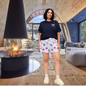 Old Navy Ladies Match The Fam Flannel Xmas-themed Waffle Pajama Shorts